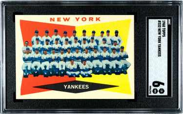 1960 Topps New York Yankees Check List Baseball Card #332- SGC Graded 6 EX-NM (Mickey Mantle)-Powers Sports Memorabilia