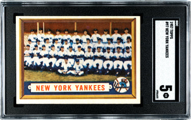 1957 Topps New York Yankees Baseball Card #97- SGC Graded 5 EX (Mickey Mantle/Roger Maris)-Powers Sports Memorabilia