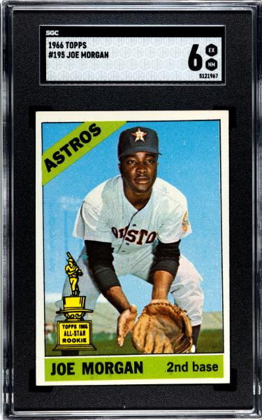 Joe Morgan 1966 Topps Baseball Card #195- SGC Graded 6 EX-NM (All-Star Rookie/2nd Year/Astros/Reds/HOF)-Powers Sports Memorabilia