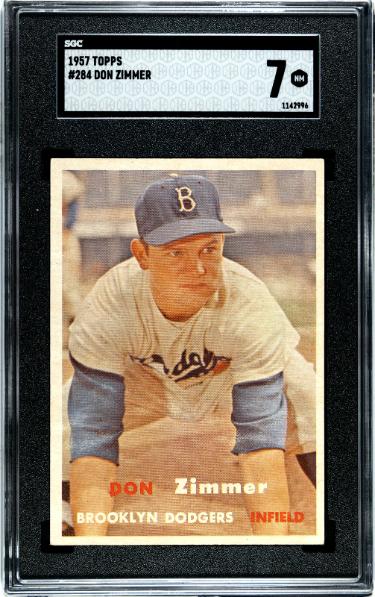 Don Zimmer 1957 Topps Baseball Card #284- SGC Graded 7 NM (Brooklyn Dodgers)-Powers Sports Memorabilia