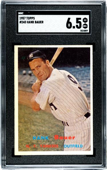 Hank Bauer 1957 Topps Baseball Card #240- SGC Graded 6.5 EX-NM+ (New York Yankees)-Powers Sports Memorabilia
