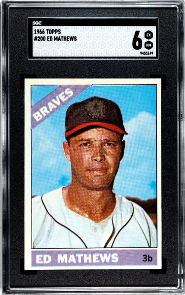 Eddie/Ed Mathews 1966 Topps Baseball Card #200- SGC Graded 6 EX-NM (Milwaukee Braves/HOF)-Powers Sports Memorabilia