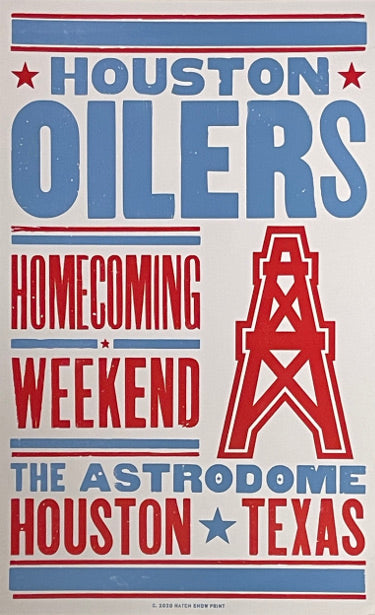 Houston Oilers 2020 Homecoming Weekend Hatch Show Print The Astrodome (13.5x21.5)- RARE-Powers Sports Memorabilia