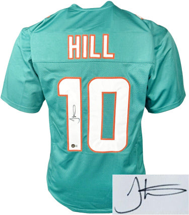 Tyreek Hill Autographed Miami Teal Custom Stitched Pro Style Football Jersey XL- Beckett Witnessed-Powers Sports Memorabilia