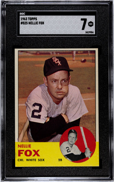 Nellie Fox 1963 Topps Baseball Card #525- SGC Graded 7 NM (Centered/Chicago White Sox/HOF)-Powers Sports Memorabilia