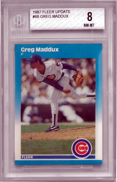 Greg Maddux 1987 Fleer Update Rookie Card (RC) #68- Beckett/BGS Graded 8 NM-MT (w/ Subgrades/Chicago Cubs/HOF)-Powers Sports Memorabilia