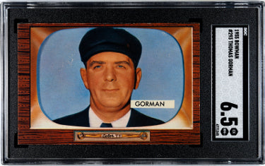 Thomas Gorman 1955 Bowman Baseball Rookie Card (RC) #293- SGC Graded 6.5 EX-NM+ (Umpire/National League)-Powers Sports Memorabilia