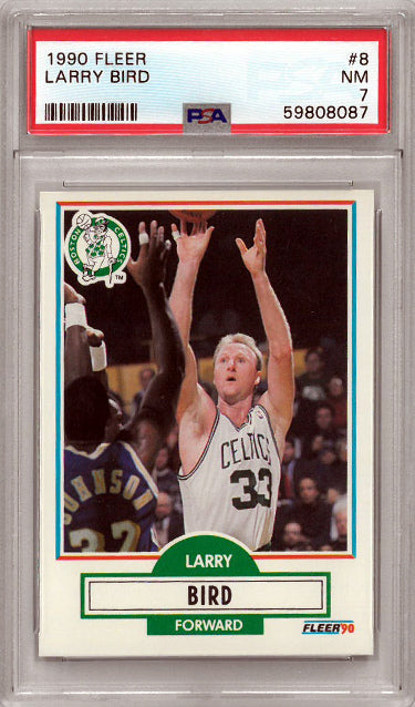 Larry Bird 1990-91 Fleer Card #8- PSA Graded 7 NM (Boston Celtics/HOF)-Powers Sports Memorabilia
