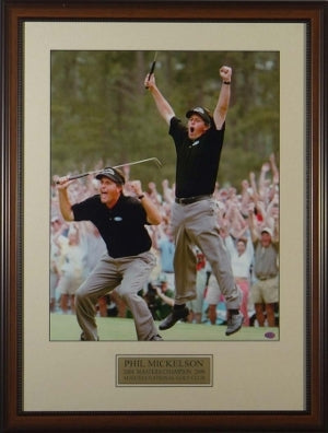 Phil Mickelson unsigned 2004 Masters Jump 2 pose 16 x 20 Custom Framing-Powers Sports Memorabilia
