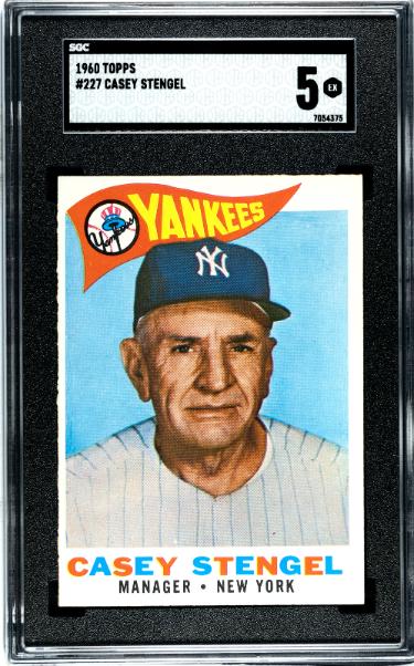 Casey Stengel 1960 Topps Baseball Card #227- SGC Graded 5 EX (New York Yankees/Manager/HOF)-Powers Sports Memorabilia