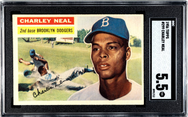 Charley Neal 1956 Topps Baseball Card #299- SGC Graded 5.5 EX+ (Brooklyn Dodgers)-Powers Sports Memorabilia