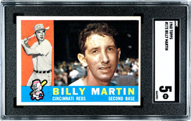 Billy Martin 1960 Topps Baseball Card #173- SGC Graded 5 EX (Cincinnati Reds)-Powers Sports Memorabilia