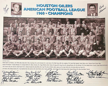 1960 Houston Oilers AFL Champions 16x20 Team Photo -27 Sigs (RARE/Bud Adams/Orville Trask)- Beckett Review-Powers Sports Memorabilia