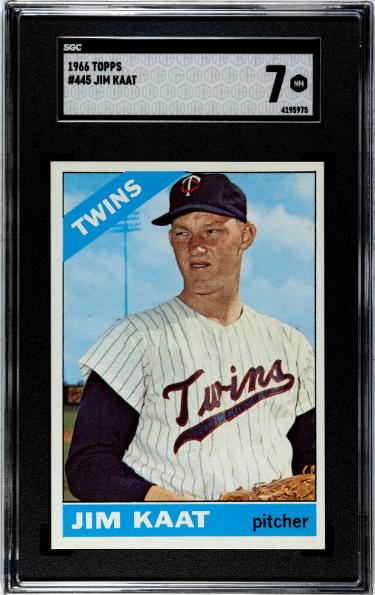 Jim Kaat 1966 Topps Baseball Card #445- SGC Graded 7 NM (Minnesota Twins/HOF)-Powers Sports Memorabilia