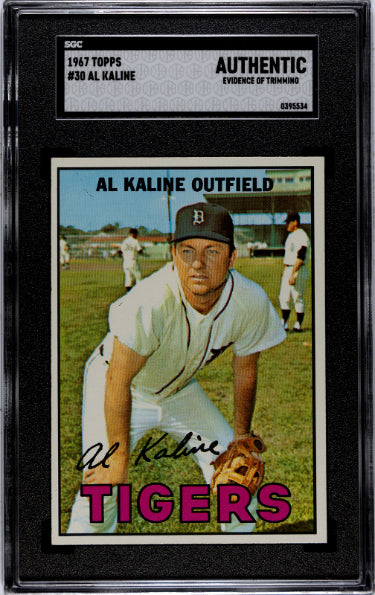 Al Kaline 1967 Topps Baseball Card #30- SGC Slabbed Authentic (Evidence of Trimming/Detroit Tigers/HOF)-Powers Sports Memorabilia