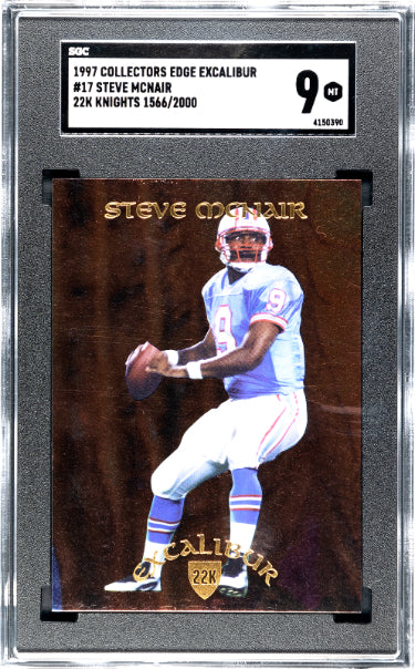 Steve McNair 1997 Collectors Edge Excalibur 22K Knights Card #17- /2000- SGC Graded 9 Mint (Oilers/Titans)-Powers Sports Memorabilia