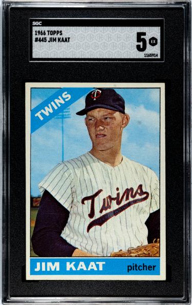 Jim Kaat 1966 Topps Baseball Card #445- SGC Graded 5 EX (Minnesota Twins/HOF)-Powers Sports Memorabilia