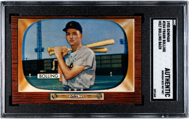 Frank Bolling 1955 Bowman Baseball Card #204-Milt Bolling Back- SGC Slabbed Authentic (Minimum Size)-Powers Sports Memorabilia