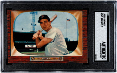 Sam Mele 1955 Bowman Baseball Card #147- SGC Slabbed Authentic (Minimum Size/Boston Red Sox)-Powers Sports Memorabilia