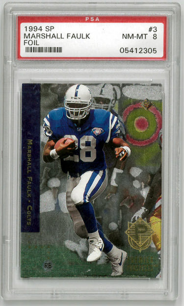 Marshall Faulk 1994 SP Foil Rookie Card (RC) #3- PSA Graded 8 NM-MT (Indianapolis Colts)-Powers Sports Memorabilia