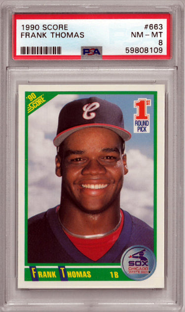 Frank Thomas 1990 Score Baseball Rookie Card (RC) #663- PSA Graded 8 NM-MT (Chicago White Sox/HOF)-Powers Sports Memorabilia