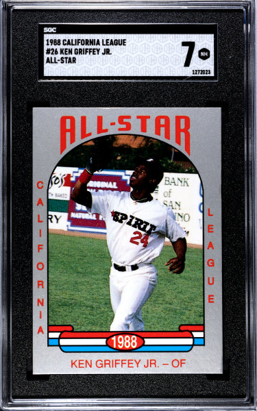 Ken Griffey, Jr. 1988 California League All-Star Pre-Rookie Card (RC) #26- SGC Graded 7 NM (Mariners/HOF)-Powers Sports Memorabilia