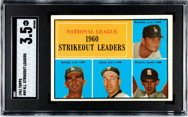1961 Topps NL Strikeout Leaders Card #49- Sandy Koufax/Don Drysdale- SGC Graded 3.5 VG+-Powers Sports Memorabilia