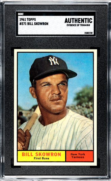 Bill "Moose" Skowron 1961 Topps Baseball Card #371- SGC Slabbed Authentic (Evidence of Trimming/New York Yankees)-Powers Sports Memorabilia