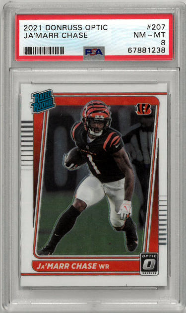 Ja'Marr Chase 2021 Panini Donruss Optic Rated Rookie Card (RC) #207- PSA Graded 8 NM-MT (Cincinnati Bengals) - CTBL_038506-Powers Sports Memorabilia