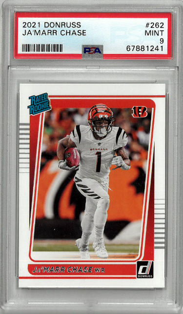 Ja'Marr Chase 2021 Panini Donruss Rookie Card (RC) #262- PSA Graded 9 Mint (Cincinnati Bengals)-Powers Sports Memorabilia