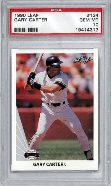 Gary Carter 1990 Leaf Baseball Card #134- PSA Graded 10 Gem Mint (San Francisco Giants/HOF)-Powers Sports Memorabilia