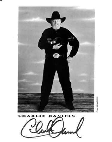 Charlie Daniels Autographed 8X10 Photo B/W Promo imperfect- COA (Country/Southern Rock Legend)-Powers Sports Memorabilia