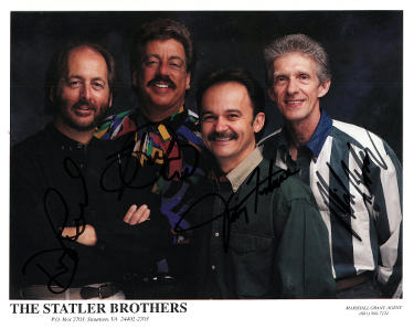 Statler Brothers Country Grammy Group Autographed 8x10 Photo (4 sigs) COA - Harold Reid, Phil Balsey, Don Reid, Jimmy Fortune - CTBL_038564-Powers Sports Memorabilia