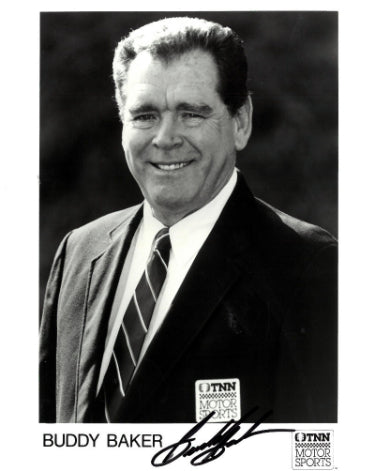 Buddy Baker Autographed TNN Motor Sports NASCAR Cup Series B&W 8x10 Photo?Çô COA-Powers Sports Memorabilia