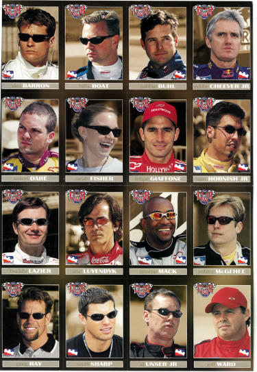 2002 Indianapolis/Indy 500 Card Set Un-Cut Sheet 16 Cards Lazier/Luyendyk/Fisher (86th)- Pristine - CTBL_038607-Powers Sports Memorabilia