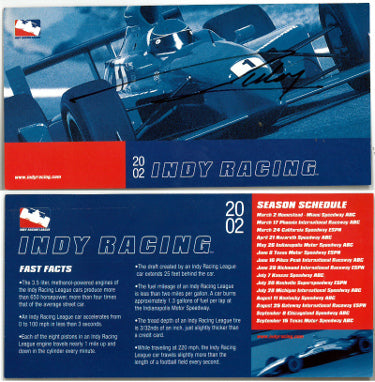 Laurent Redon Autographed 2002 Indy Racing 8.5?ǥx4.25?ǥ Season Schedule?Çô COA-Powers Sports Memorabilia