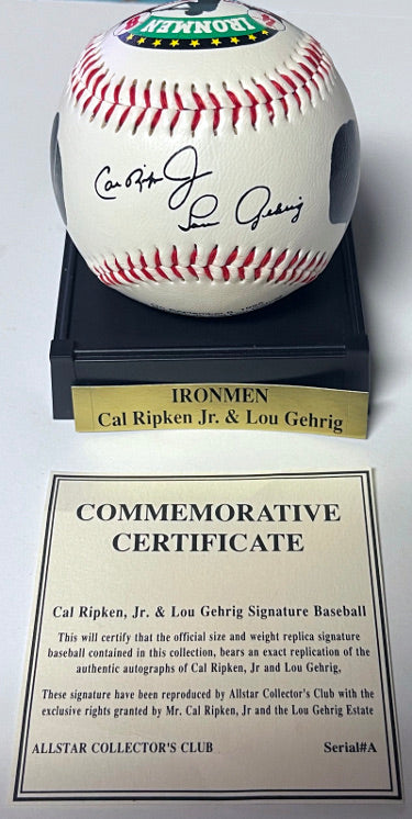 Cal Ripken Jr & Lou Gehrig Commemorative Baseball w/ Stand /COA IRONMEN AVON -BRAND NEW-Powers Sports Memorabilia