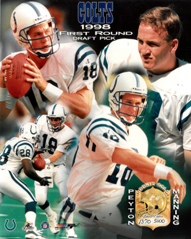 Peyton Manning Indianapolis Colts NFL 8x10 Photo- First Round Pick Rookie Gold- LTD /5000-Powers Sports Memorabilia