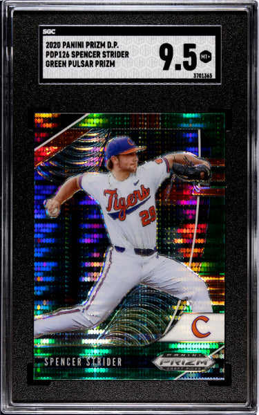 Spencer Strider 2020 Panini Prizm Draft Picks Green Pulsar Prizm Rookie Card (RC) #PDP126- SGC Graded 9.5 Mint+ (Clemson/Braves)-Powers Sports Memorabilia