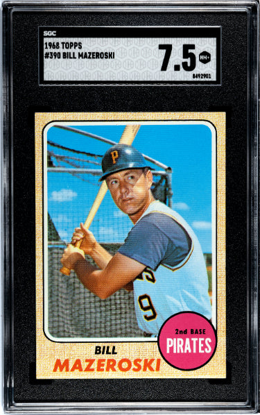Bill Mazeroski 1968 Topps Baseball Card #390- SGC Graded 7.5 NM+ (Pittsburgh Pirates/HOF)-Powers Sports Memorabilia
