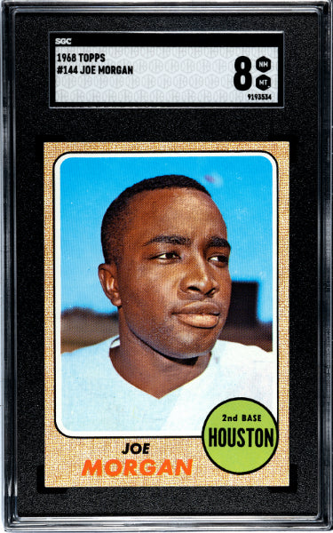 Joe Morgan 1968 Topps Baseball Card #144- SGC Graded 8 NM-MT (Houston Astros/HOF)-Powers Sports Memorabilia
