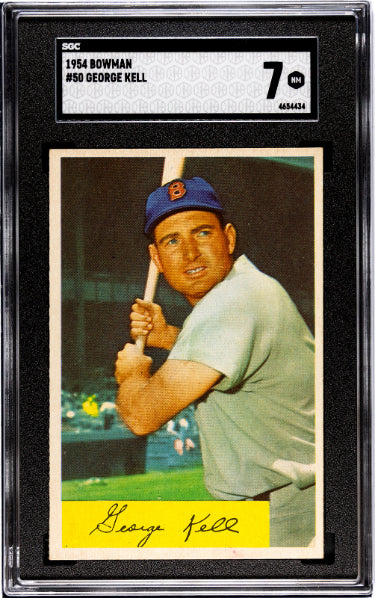 George Kell 1954 Bowman Baseball Card #50- SGC Graded 7 NM (Boston Red Sox/HOF)-Powers Sports Memorabilia