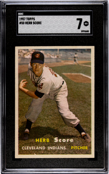 Herb Score 1957 Topps Baseball Card #50- SGC Graded 7 NM (Cleveland Guardians)-Powers Sports Memorabilia