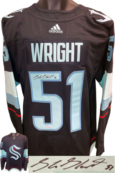 Shane Wright Autographed Seattle Kraken Authentic Navy Adidas - Upper/Deck/UDA Threads BAM182216-Powers Sports Memorabilia