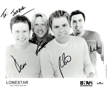 Lonestar Band Autographed BNA Records 8x10 Photo (4 sigs) To Joshua ?Çô COA Dean Sams/ Keech Rainwater/ Richie McDonald/ Michael Britt-Powers Sports Memorabilia