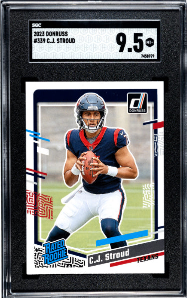CJ/C.J. Stroud 2023 Donruss Rated Rookie Card (RC) #339- SGC Graded 9.5 MT+ (Texans/Ohio State)-Powers Sports Memorabilia