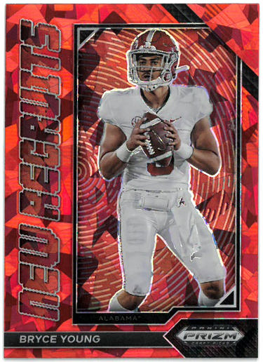 Bryce Young 2023 Panini Prizm Draft Picks Red Cracked Ice New Recruits Rookie Card (RC) #NR-1 (Alabama/Panthers)-Powers Sports Memorabilia