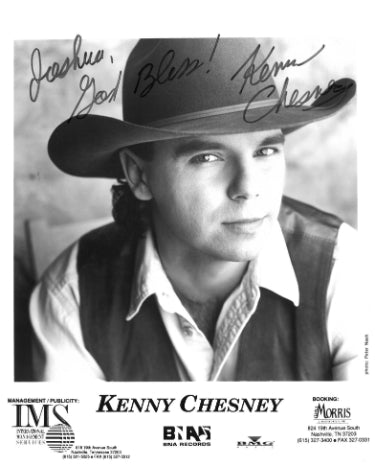 Kenny Chesney Autographed BNA Records B&W Press Promo 8x10 photo Joshua God Bless ?Çô Beckett Review (Country Singer)-Powers Sports Memorabilia