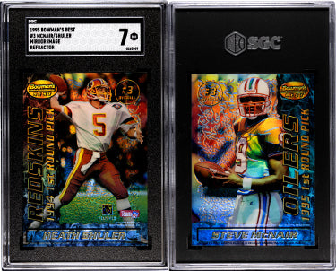 Steve McNair/Heath Shuler 1995 Bowman's Best Mirror Image Refractor Rookie Card (RC) #3- SGC Graded 7 NM (Oilers/Washington)-Powers Sports Memorabilia