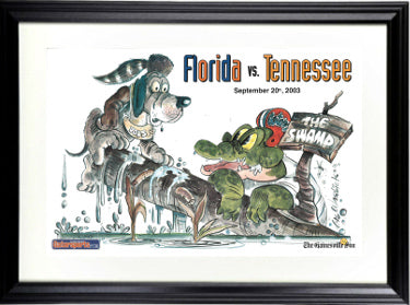 2003 Tennessee Volunteers Swamp Florida Gators (9/20/03) 11x17 Poster Custom Framing – PRISTINE/NEW/RARE-Powers Sports Memorabilia
